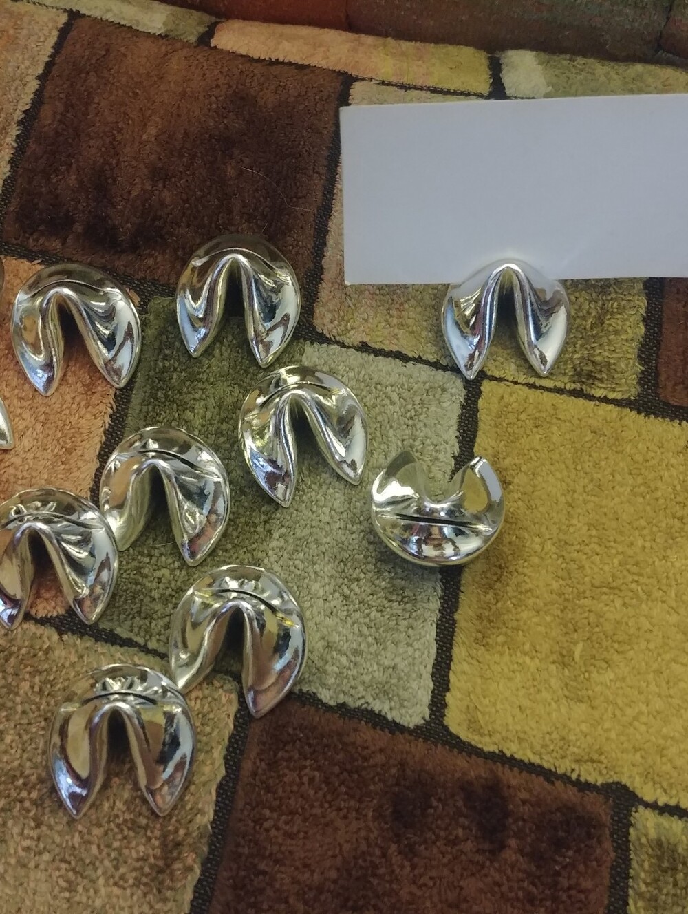 Silver Fortune Cookie Decorative Card Holder Accent - Home Accents